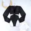 asntrgd Swimsuit Womens V Neck One Piece Lap Swimming Swimwear Sports Bodysuit Crochet Long Sleeve Athletic Bathing Suits view 3
