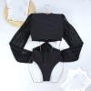 asntrgd Swimsuit Womens V Neck One Piece Lap Swimming Swimwear Sports Bodysuit Crochet Long Sleeve Athletic Bathing Suits view 4