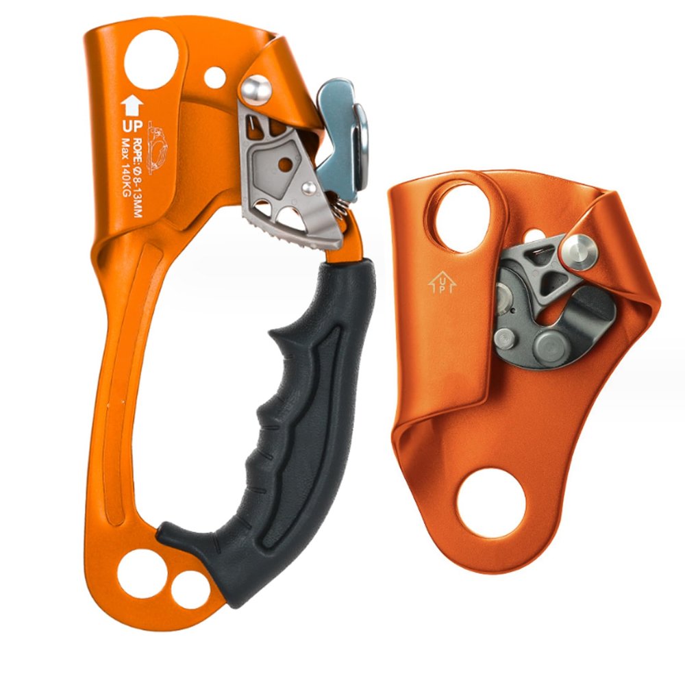 Hand Ascender Aviation Light Alloy Mountaineering Rock Ergonomic Rappelling Gear Equipment for Climbing and Rigging(B)