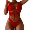 asntrgd Red Swimsuit Women Sexy Lace Up One Piece Lap Swimwear High Cut Bodysuit Bathing Suits Sports Athletic Swimming Suit view 1