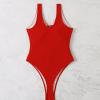 asntrgd Red Swimsuit Women Sexy Lace Up One Piece Lap Swimwear High Cut Bodysuit Bathing Suits Sports Athletic Swimming Suit view 3