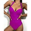 Swim Romper Womens Tummy Contr01 Halter One Piece Bodysuit Bathing Suit Slim V Neck Lap Swimsuits Training Swimwear view 3