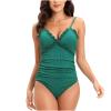Bathing Suit Tops for Women Cute Scallop Trim One Piece Lap Swimsuits Tummy Contr01 Strap Swimwear Training Swimming view 1