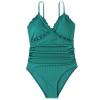Bathing Suit Tops for Women Cute Scallop Trim One Piece Lap Swimsuits Tummy Contr01 Strap Swimwear Training Swimming view 3