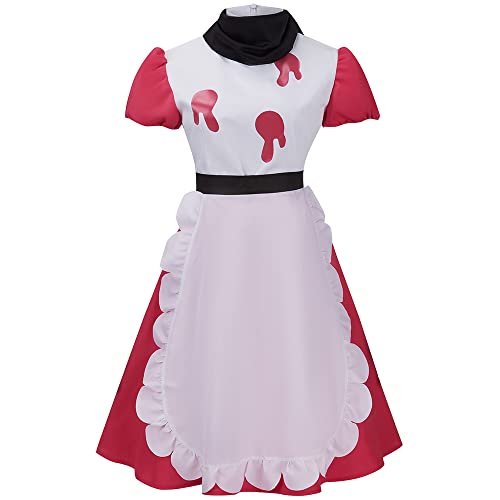 Cos-Animefly Adult Cosplay Costume Unisex Dress Apron with Gloves Uniform Set for Women Men Halloween Party Outfit