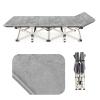 FKSTHG Portable Adult Camping Bed with Mattress,28" Wide Heavy Duty Folding Bed,Suitable for Outdoor Travelling,Camping,Home Office Napping,Maximum Load Capacity 440LB (Plush Cotton Cushion, Grey) view 1