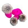 jweemax Cold Weather Hat and Scarf Set with Pompom, Winter Beanie Hat and Scarves Bundle with Cute Pom Pom, Rose, Children Size view 1