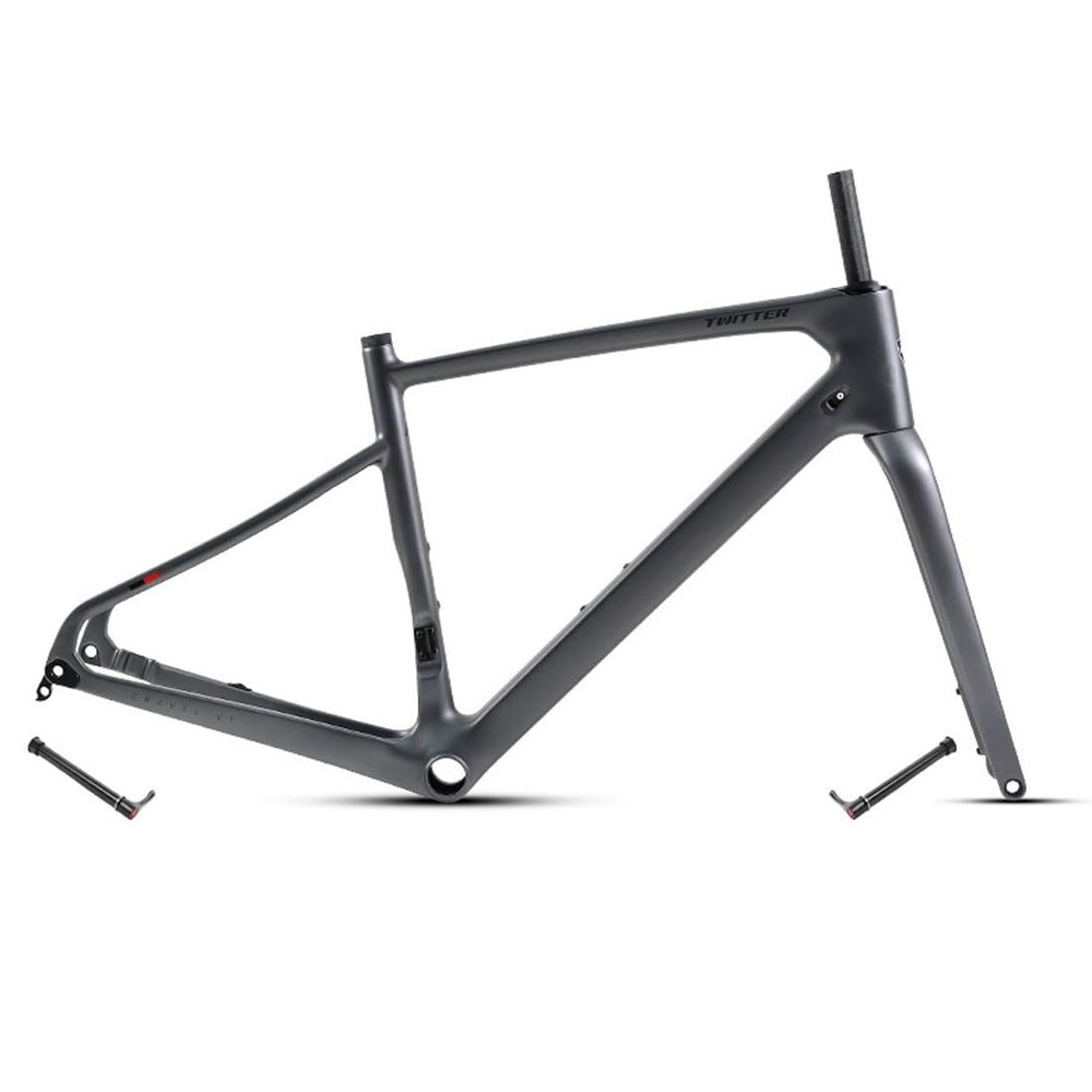 HIMALO Gravel Road Bike Frameset Carbon 700C 45/48/51/54CM Disc Brake Frame Front 12x100mm Rear 12x142mm Thru Axle Frame Internal Routing Lightweight (Color : Dark Gray, Size : 54CM)