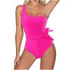 asntrgd Women's One Piece Swimsuit Waist Tie One Shoulder Lap Swimwear Sexy High Waist Bodysuit Bathing Suit Sport Swimming view 2