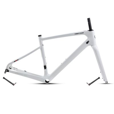 HIMALO Gravel Road Bike Frameset Carbon 700C 45/48/51/54CM Disc Brake Frame Front 12x100mm Rear 12x142mm Thru Axle Frame Internal Routing Lightweight (Color : White, Size : 48CM)