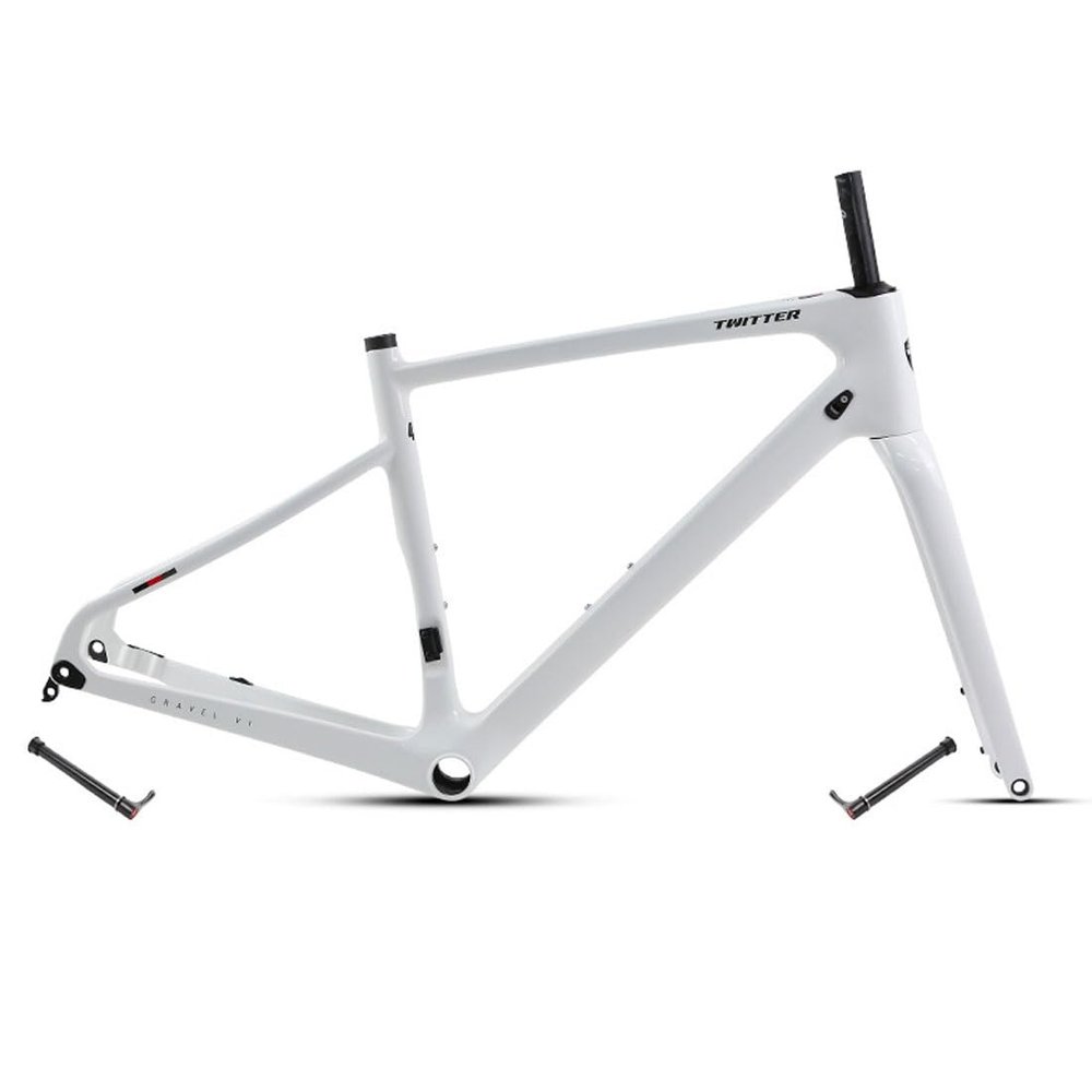 HIMALO Gravel Road Bike Frameset Carbon 700C 45/48/51/54CM Disc Brake Frame Front 12x100mm Rear 12x142mm Thru Axle Frame Internal Routing Lightweight (Color : White, Size : 48CM)