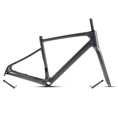 HIMALO Gravel Road Bike Frameset Carbon 700C 45/48/51/54CM Disc Brake Frame Front 12x100mm Rear 12x142mm Thru Axle Frame Internal Routing Lightweight (Color : Dark Gray, Size : 45CM)