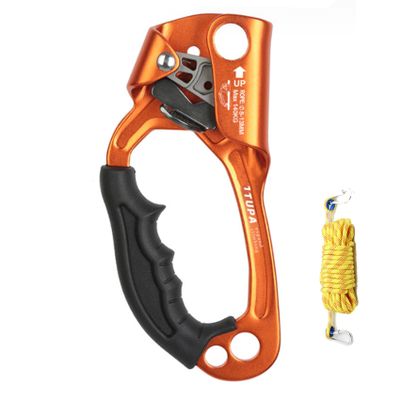 Climbing Hand Ascender, CE Certified Hand Ascender, Outdoor Mountaineering Tree Arborist Climbing Rappelling Equip, for 8~13MM Rope(Yellow,Left)