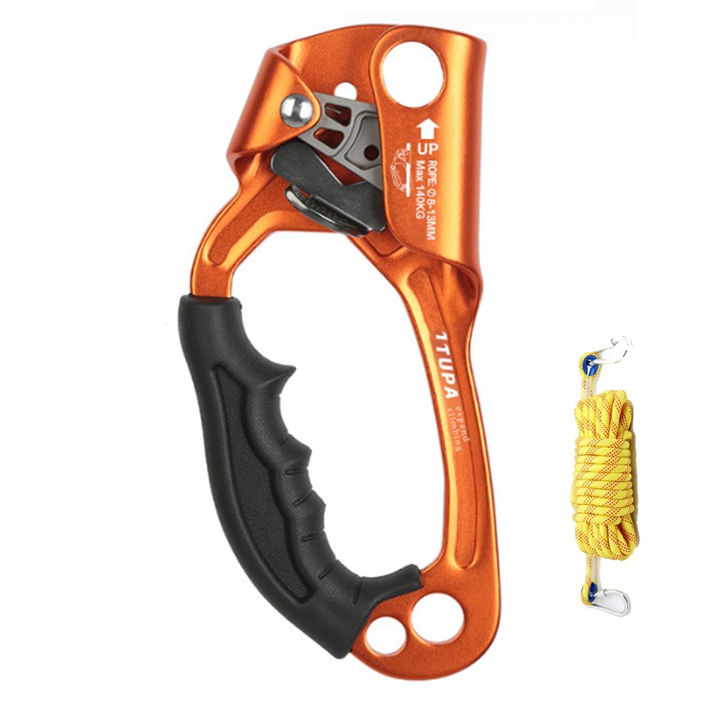 Climbing Hand Ascender, CE Certified Hand Ascender, Outdoor Mountaineering Tree Arborist Climbing Rappelling Equip, for 8~13MM Rope(Yellow,Left)