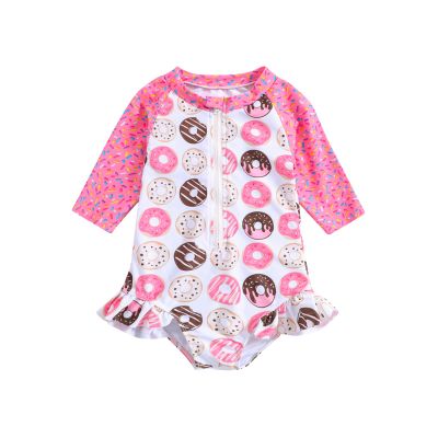 MERSARIPHY Toddler Baby Girl One-Piece Swimsuit Long Sleeve Swimsuit Girls Bathing Suit Rash Guard (5-6T,Red-d)