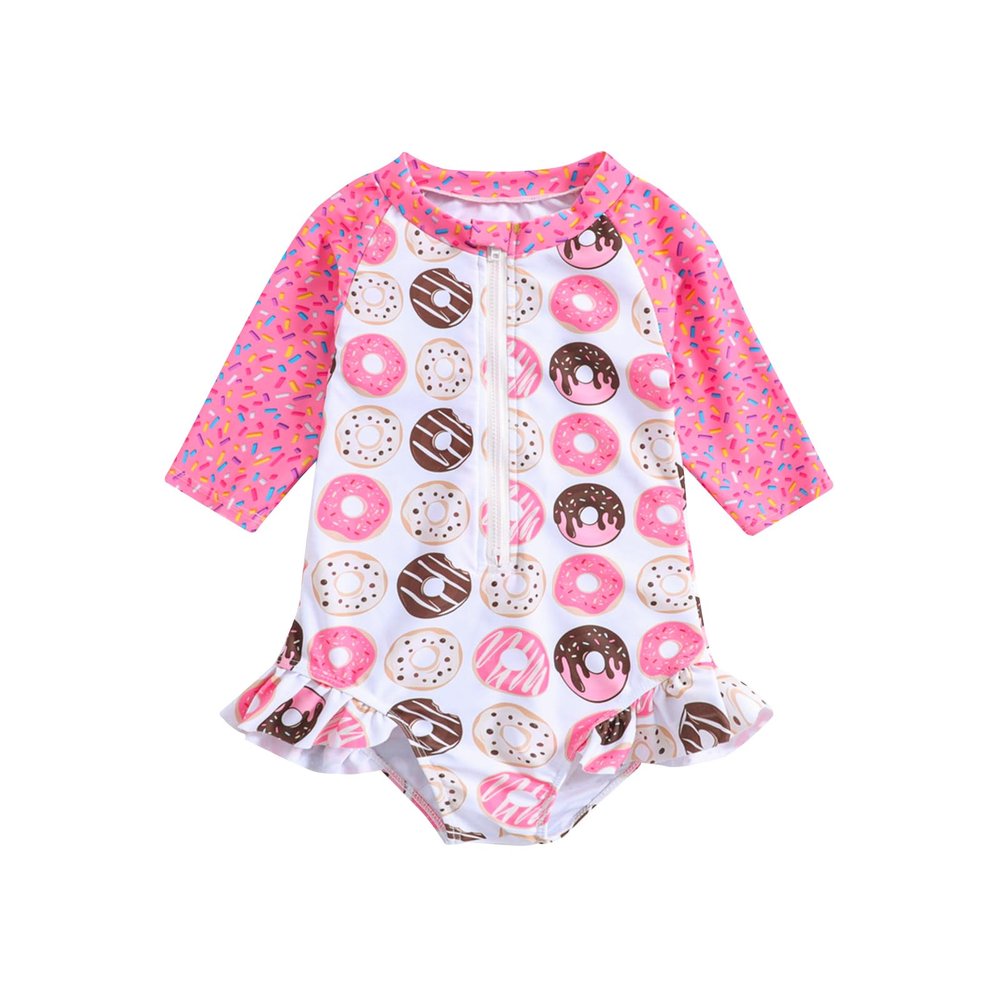 MERSARIPHY Toddler Baby Girl One-Piece Swimsuit Long Sleeve Swimsuit Girls Bathing Suit Rash Guard (5-6T,Red-d)