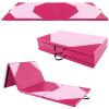 Goplus Folding Gymnastics Mat, 10 x 4 x 2 Thick Tumbling Mats with PU Leather, Hook & Loop Fasteners, Portable Handles, 4-Panel Exercise Mat for Home Gym Workouts, Yoga (Pink+Rose) view 1