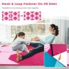 Goplus Folding Gymnastics Mat, 10 x 4 x 2 Thick Tumbling Mats with PU Leather, Hook & Loop Fasteners, Portable Handles, 4-Panel Exercise Mat for Home Gym Workouts, Yoga (Pink+Rose) view 4