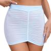Lejafay Women's Micro Mini Hip Skirt Mesh Sheer Transparent Bodycon Short Skirt Ultrashort Skirts Sky Blue A One Size view 2