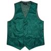 Hi-Tie Dark Teal Silk Paisley Suit Vest for Men Formal Vest V Neck Jacquard Tie Handkerchief Cufflinks 4PCS Suits view 3