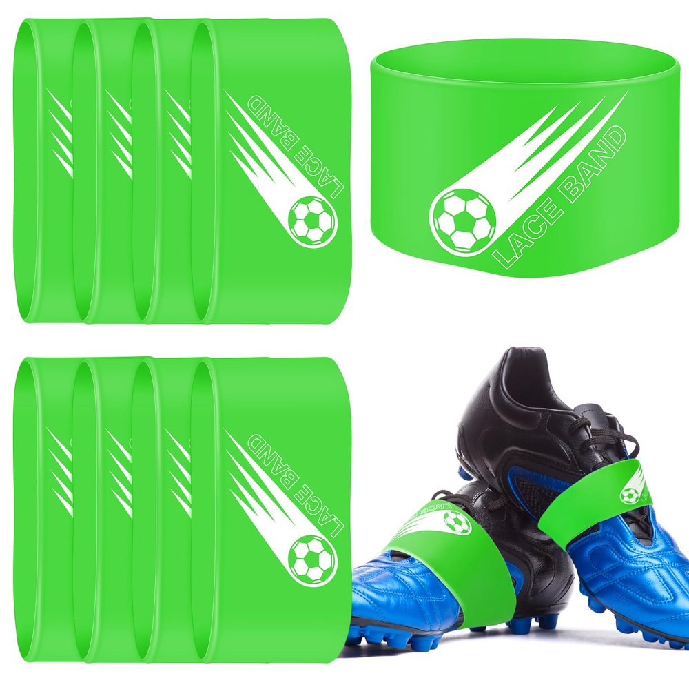 Jecery 10 Pcs Soccer Cleat Lace Bands Shoe Covers, Kid Size, Green