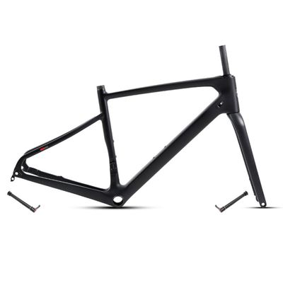HIMALO Gravel Road Bike Frameset Carbon 700C 45/48/51/54CM Disc Brake Frame Front 12x100mm Rear 12x142mm Thru Axle Frame Internal Routing Lightweight (Color : Black, Size : 54CM)