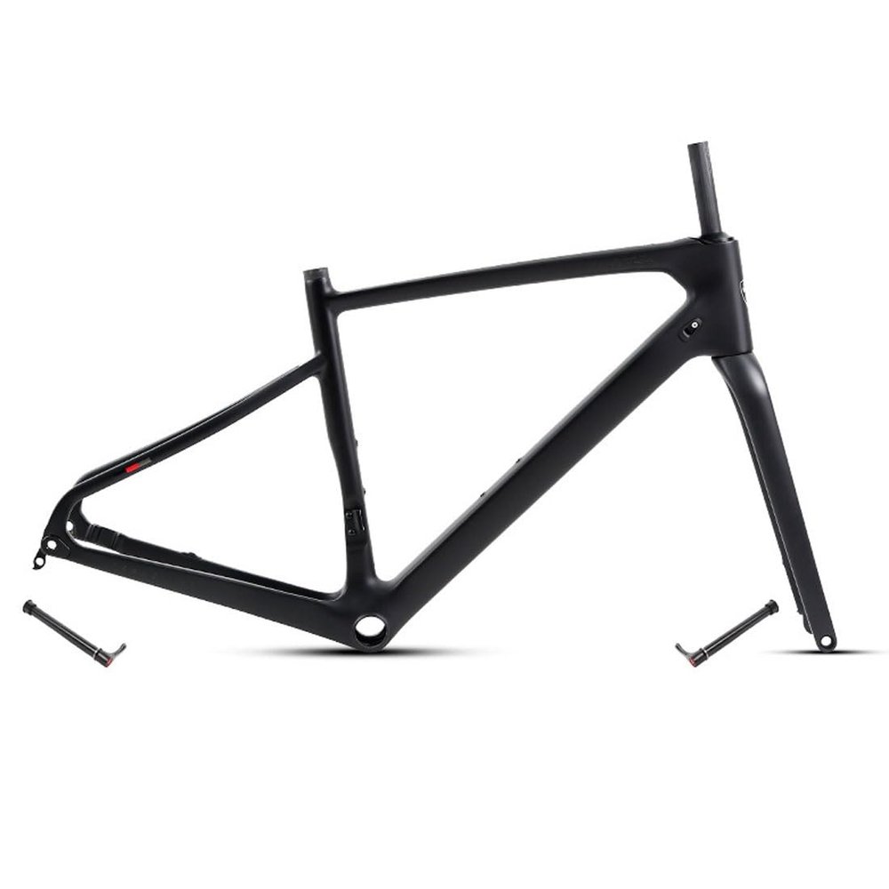 HIMALO Gravel Road Bike Frameset Carbon 700C 45/48/51/54CM Disc Brake Frame Front 12x100mm Rear 12x142mm Thru Axle Frame Internal Routing Lightweight (Color : Black, Size : 54CM)
