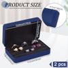 OLYCRAFT 2pcs Ring Storage Boxes 4.9x3.1x1.8 inch 3-Slot Ring Display Stand Small Ring Organizer Box Portable Rings Jewelry Holder Case Ring Storage Tray for Home Jewelry Store Travel - Marine Blue view 2