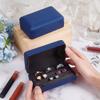 OLYCRAFT 2pcs Ring Storage Boxes 4.9x3.1x1.8 inch 3-Slot Ring Display Stand Small Ring Organizer Box Portable Rings Jewelry Holder Case Ring Storage Tray for Home Jewelry Store Travel - Marine Blue view 3