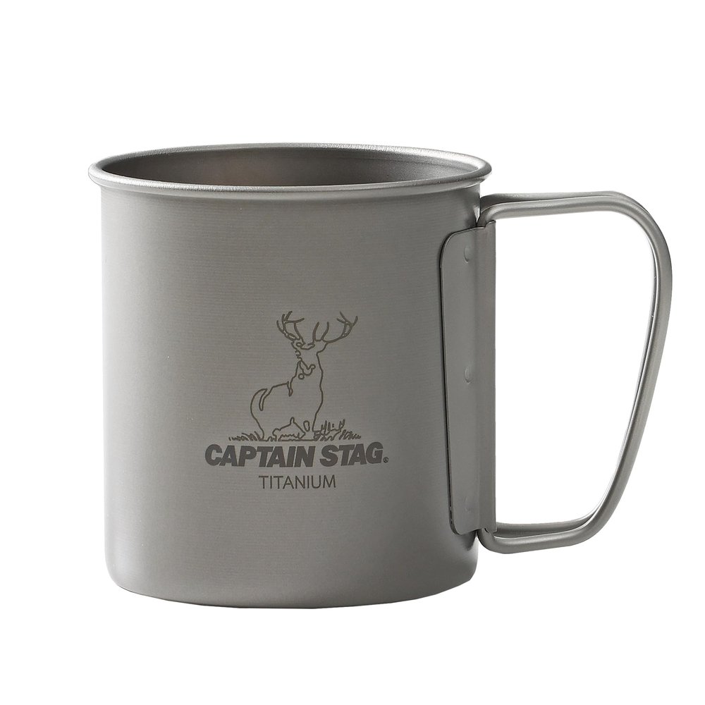 Captain Stag UH-4502 Outdoor Cup, Mug, Tumbler, Single Mug, 10.1 fl oz (300 ml), Folding Handle, Lightweight, Titanium, Made in Japan, Made in Japan