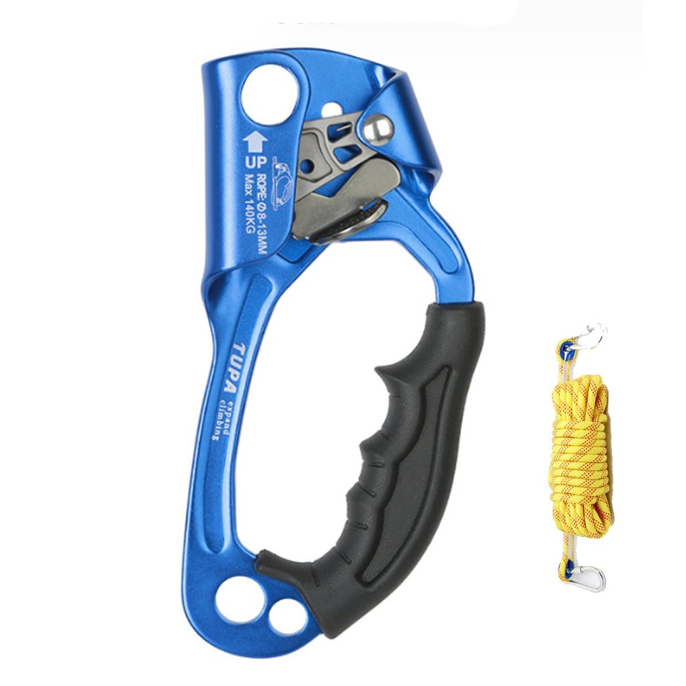 Climbing Hand Ascender, CE Certified Hand Ascender, Outdoor Mountaineering Tree Arborist Climbing Rappelling Equip, for 8~13MM Rope(Blue,Right)