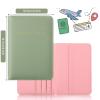 2 Pcs Passport Cover Holder for Travel Waterproof Leather Passport Wallet Case Book Travel Cruise Essentials for Women Men(Lotus Root Pink, Moss Green) view 2
