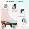 Buric Roller Skates for Girl and Women, PU Leather Kids Roller Skates Light Up, Fantasy High-top Adjustable Four Wheel Beginner Roller Skates Girls Ages 8-12 for Indoor Outdoor (Green Pink 33) view 3