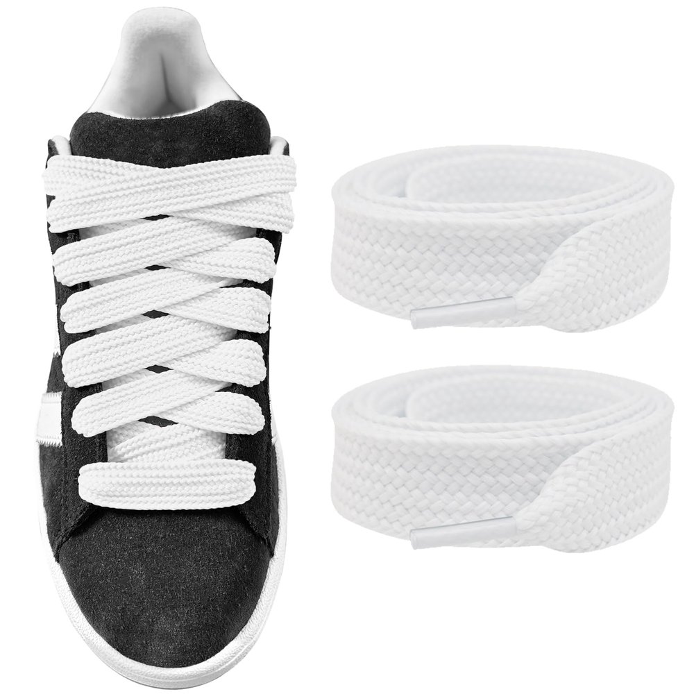 UamGlsob 5/8"(15mm) Wide Thick Shoe Laces for Sneakers, Fat Athletic Shoelaces Replacement Laces for Campus 00s Shoes (White, 54"/140cm)