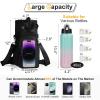 Dikuer Water Bottle Holder with Strap, 4 Big Pockets with Compartment, 24oz/32oz/40oz Crossbody Water Bottle Carrier Bag view 2