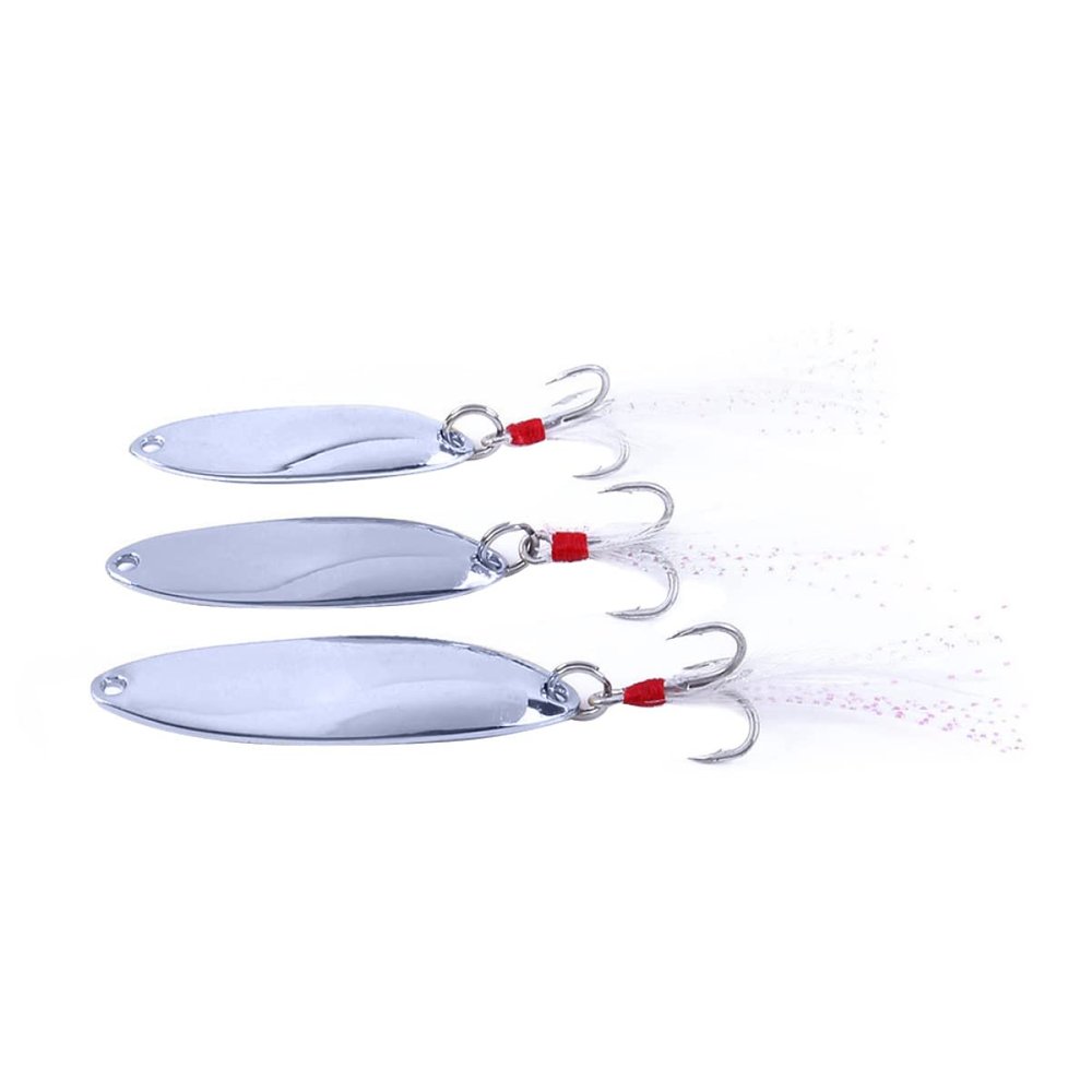 Sosoport 3pcs Seuiqns Fishing Lure Hooks Metal Fishing Bait Hooks High-Gloss Plates for Freshwater Angling
