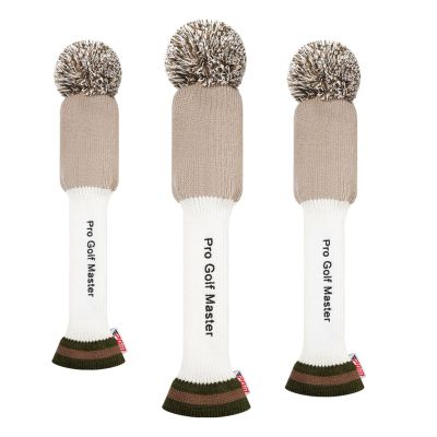 3X Golf Wood Headcovers Golf Head Covers for Golf Clubs Scratchproof Knitted Outdoor Sports Golf Supplies, Khaki