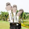 3X Golf Wood Headcovers Golf Head Covers for Golf Clubs Scratchproof Knitted Outdoor Sports Golf Supplies, Khaki view 3