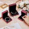 DICOSMETIC Jewelry Gift Boxes Pack of 3 Jewelry Box Different PU Leather Single Jewelry Box Elegant Velvet-Lined Necklace Ring Bracelet Square Box, Red view 3