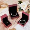 DICOSMETIC Jewelry Gift Boxes Pack of 3 Jewelry Box Different PU Leather Single Jewelry Box Elegant Velvet-Lined Necklace Ring Bracelet Square Box, Red view 4