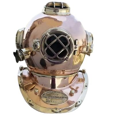 Marine Nautical Store 18" Vintage Solid Brass Copper Finish Scuba Divers Diving Helmet US Navy Mark V