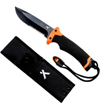Bear Grylls Ultimate Knife - Fixed Blade Knife, Full Tang with Serrated Edge, Fire Striking Edge, and Emergency Whistle, Includes Sheath - 4.75 Blade, Stainless Steel Blade, Black