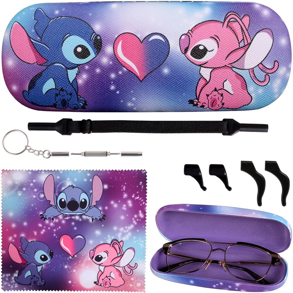 Cute Eyeglass Cases Hard Shell Storage Case Protective Box With Glasses Cloth Adjustable Glasses Strap Ear Grips Hook
