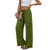 Wide Leg Pants Woman Linen Pants Women Palazzo Beach Vacation Clothes Summer Outfits Fashion Clothing Breathable Resort Wear Flowy Cruise Casual Elastic Waist Boho Loose Trousers Army Green view 2