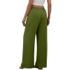 Wide Leg Pants Woman Linen Pants Women Palazzo Beach Vacation Clothes Summer Outfits Fashion Clothing Breathable Resort Wear Flowy Cruise Casual Elastic Waist Boho Loose Trousers Army Green view 3