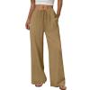 Wide Leg Pants Woman Linen Pants Women Palazzo Beach Vacation Clothes Khaki view 1