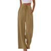 Wide Leg Pants Woman Linen Pants Women Palazzo Beach Vacation Clothes Khaki view 4