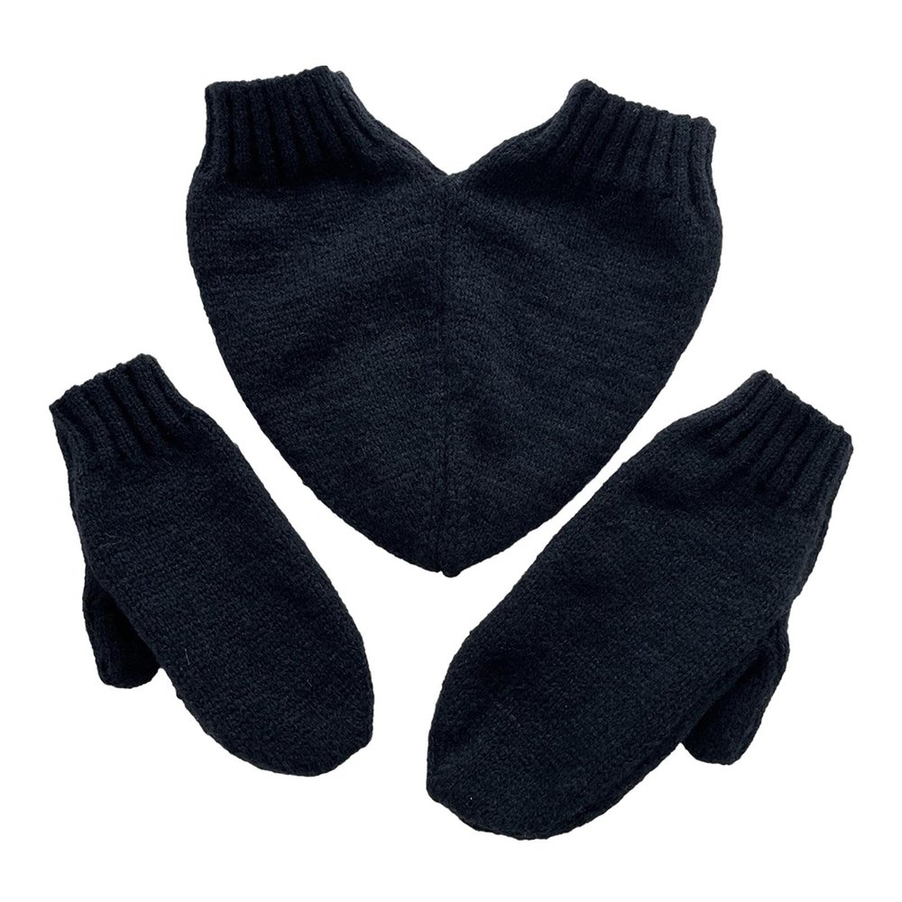 Couple Holding Hands Gloves, Winter Warm Gloves, Couple Gloves, Love Holding Hands Knitted Gloves for Cold Weather, Black