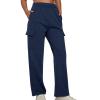 Womens Cargo Sweatpants Casual Baggy High Waisted Joggers Pants Trouser Sweatpants Women Athletic Lounge Wide Leg Pants Navy view 1