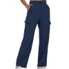 Womens Cargo Sweatpants Casual Baggy High Waisted Joggers Pants Trouser Sweatpants Women Athletic Lounge Wide Leg Pants Navy view 2
